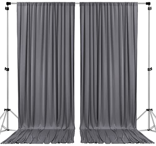 AK TRADING CO. 10 feet x 8 feet IFR Polyester Backdrop Drapes Curtains Panels with Rod Pockets - Wedding Ceremony Party Home Window Decorations - Charcoal - color: Charcoal