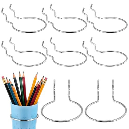 Angoily 10Pcs Pegboard Hooks Cup Holder Rings for Organizer 2.5" W Metal J Shape Accessories Fit 6mm Hole Wall Board Craft Room Garage Bin Display Storage, Silver - size: 9X7CM