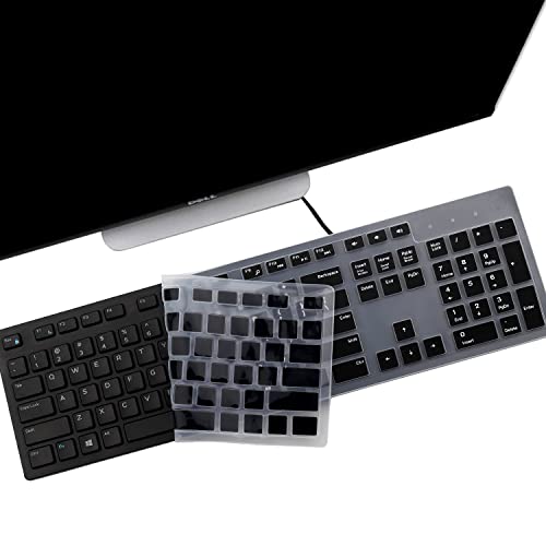 i-Tensodo 2PCS Keyboard Cover for Dell KB216 KB216p KB216d KM636 Keyboard/Dell Optiplex 5250 3050 3240 5460 7450 7050 /Dell Inspiron AIO 3475 3670 3477 7700 Desktop Keyboard - color: Black+Clear