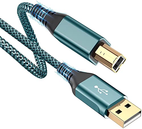 sweguard Printer Cable 10ft, USB-A to USB-B Cable, High Speed Nylon Braided Scanner Printer Cord for HP Canon Dell Epson Brother Lexmark Xerox Samsung Piano DAC & More-Green - color: green, size: 10ft