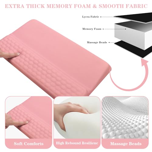 Computer Keyboard Stand Pad with Wrist Rest, Ergonomic Comfy Tilted Keyboard Stand Riser Holder Pad for Office Home (Pink) - color: Pink