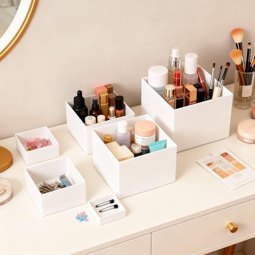 6Pcs Buffet Risers, Food Risers for Buffet Table, Acrylic Display Stands for Party Catering Desset Jewelry Collectibles, Acrylic Cube Boxes with Hollow Bottoms White (8"-7"-6"-5"-4"-3") - size: 8"-7"-6"-5"-4"-3"