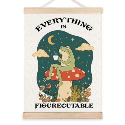 Everything is Figureoutable Inspirational Wall Decor, Rustic Cottagecore Frog Positive Affirmations Canvas Prints Wall Decor for Bedroom Living Room Home, 16x24 Inch - color: Everything is Figureoutable - Frog, size: 16"L x 24"W