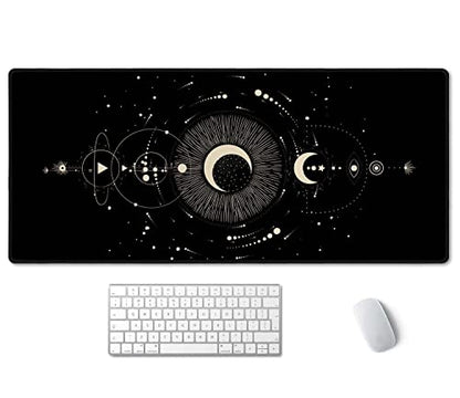 SSOIU Moon Phases Large Mouse Pad, Full Desk XXL Extended Gaming Mouse Pad 35.5" X 15.7", Waterproof Desk Mat Stitched Edges, Non-Slip Laptop Computer Keyboard Mousepad for Office and Home - color: Moon Phases