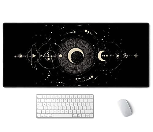 SSOIU Moon Phases Large Mouse Pad, Full Desk XXL Extended Gaming Mouse Pad 35.5" X 15.7", Waterproof Desk Mat Stitched Edges, Non-Slip Laptop Computer Keyboard Mousepad for Office and Home - color: Moon Phases