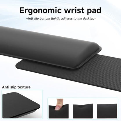 Computer Keyboard Stand and Wrist Rest Set，Keyboard Holder with Wrist Pad, Computer Wrist Support Pad, Keyboard Riser Holder with Wrist Pad for Office Home (Black) - color: Black