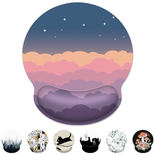 Ergonomic Mouse Pad with Wrist Support,Pink Rainbow Mouse Pad with Wrist Rest,Relieve Wrist Pain Mousepad Non-Slip Rubber Base,Cute Mouse Pads for Desk,Computers,Laptop,Office,Gaming,Accessories - color: Pink Rainbow