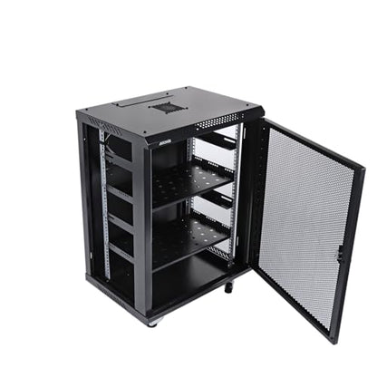 AEONS 15U 19-Inch Professional Wall Mount Network Server Cabinet Enclosure 24” Deep Computer Electronics Data Equipment Rack Vented Door Mid-Depth Black - style: 15U-24"D [Vented]