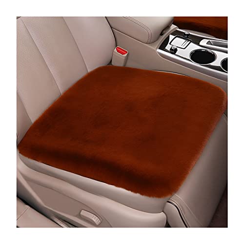 2Pack Car Front Seat Cushion, Soft Warm Faux Rabbit Fur Winter Auto Seat Cover, Fluffy Plush Vehicle Seat Protector Pad with Non-Slip Backing, Car Accessories for Home and Office Chair (Red/Brown) - color: Red/Brown