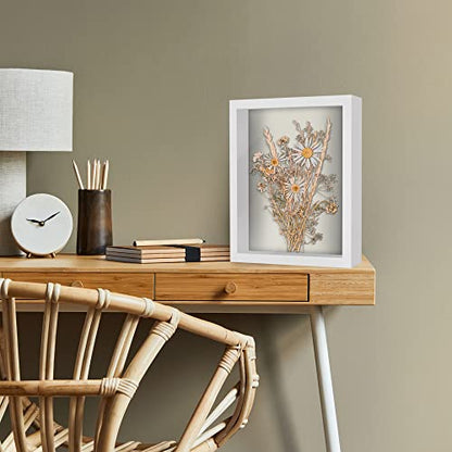 Americanflat 11x14 Shadow Box Frame with Shatter-Resistant Glass - Silhouette Collection - Large Shadow Box Display Case for Tabletop and Wall Display - White with Soft Felt Back - color: White, size: 11x14