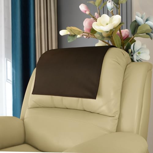 Recliner Headrest Covers Protector,Non Slip Soft Velvet Recliner Sofa Headrest Covers for Recliner Chair,Recliner Couch Headrest Protector for Armchair,Sofa,Theater Seat 17x27, Chocolate - color: Velvet Chocolate