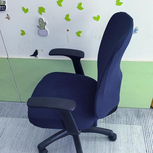 HAPPYDOG 4 Pcs Office Chair Covers Set Stretchable Protective Rotating Computer Chair Seat Covers with Armrest Covers (Dark Blue) - color: Dark Blue
