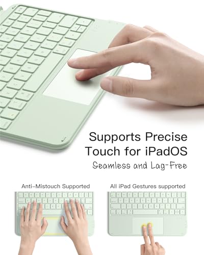 Inateck for iPad (A16) 11th/10th Gen 450g Ultralight Keyboard Case, Air 11" 2026 M4 /M3/M2, Air 5/4th, Pro 11 4/3/2/1th,1 Second Magnetic Detachable Keyboard with Touchpad, AceTouch, Green - color: Green