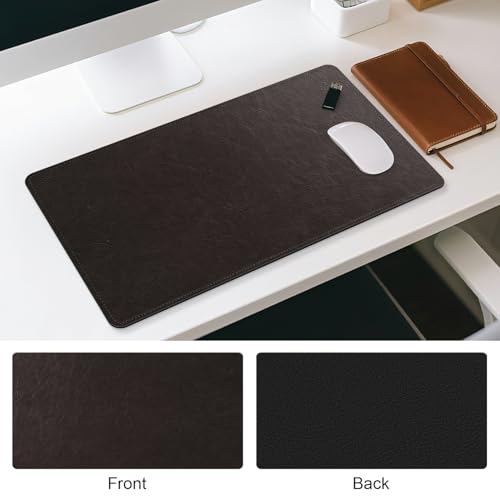 Imitation Crazy Horse Leather Desk Mat - Waterproof Desk Pad - Ideal for Large Mouse Pad and Desk Mats on Top of Desks (deep Coffe+Black, 33"*13") - color: Deep Coffe+black, size: 33" x 13"