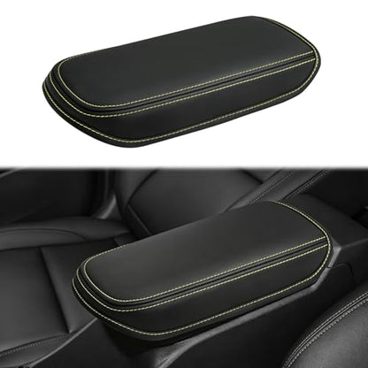 Console Cover for 2024 2025 2026 Chevrolet Trax (LS/1RS/LT/2RS/ACTIV) Leather Center ArmRest Box Cover Pad 2024 2025 2026 Chevy Trax Accessories Protector Cushion (Yellow Stitches) - color: yellow