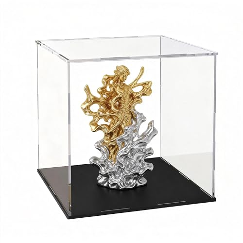 Acrylic Display Case, Clear Collectible Display Box with Matte Black Base, Dustproof Acrylic Showcase, Easy Self Assembly Storage Cases for Art Figurine, Trophy and Action Figures, 8 x 8 x 9.6 inch - size: 8 x 8 x 9.6 inch