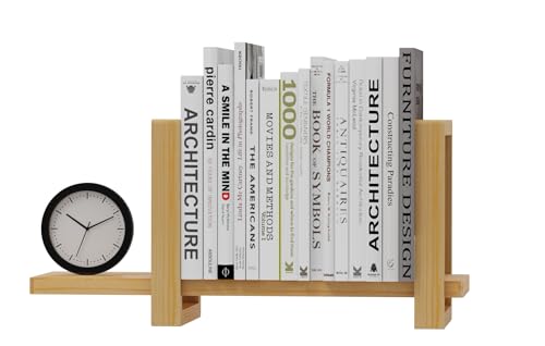 100% Solid Wood Adjustable Desktop Bookshelf, Retro Tabletop Bookshelf, Desk Shelf Living Room, Home, Office, Perfect for Magazine, Books, Cookbooks, No Tools Required to Assemble (Yellow) - color: Yellow