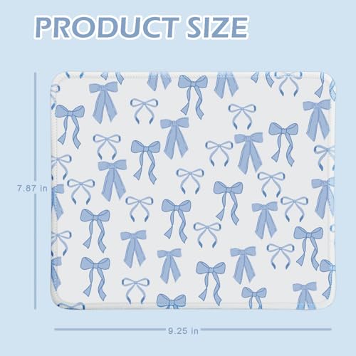 Mouse Pad for Desk with Stitched Edge, Premium Cute Washable Mouse Pads. Computer Mousepad with Non-Slip Rubber Base, Mousepads for Laptop, 9.25x7.75x0.12 inch (Blue Bows) - color: Blue Bows