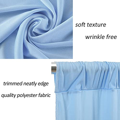 AK TRADING CO. 10 feet x 8 feet IFR Polyester Backdrop Drapes Curtains Panels with Rod Pockets - Wedding Ceremony Party Home Window Decorations - Light Blue - color: Light Blue