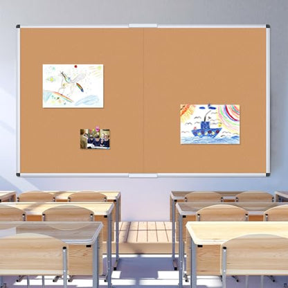 VIZ-PRO 60" x 48" Large Cork Bulletin Board, Foldable & Wall-Mounted Notice Pin Board with Silver Aluminum Frame, for School Home Office - 5' x 4' Corkboard - size: 60 X 48 Inches