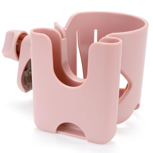 Accmor Stroller Cup Holder with Phone Holder, Universal Cup Holder for Walker Wheelchair Bike, 360° Rotatable Stroller Cup Holder Attachment Accessories for Walker, Wheelchair, Scooter - color: Pink, Cup Phone Holder