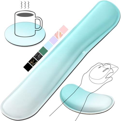 Gimars Upgrade Enlarge Silky Gel Memory Foam Keyboard Wrist Rest, Wrist Rest for Computer Keyboard, Ergonomic Mouse pad Rests for Typing Pain Relief, Wrist Support for Office, Gaming, Blue Gradient - color: Blue Gradient, size: 3-piece set (keyboard rest+