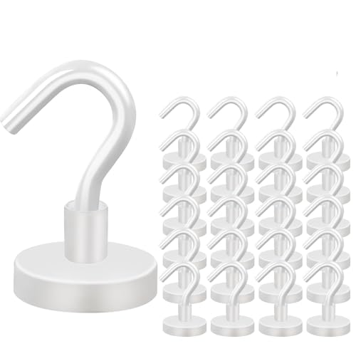 MIKEDE Magnetic Hooks 28P for Outdoor Hanging 30LBS White | Strong Magnetic Cruise Refrigerator Hooks for Hanging, Kitchen, Garage, Classroom, Beach Vacation Kitchen Grills - color: White, size: 0.63×1.38 in