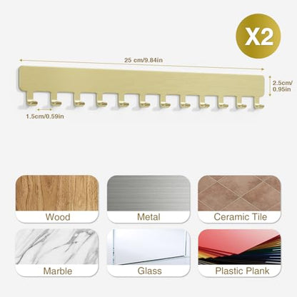 Necklace Holder - Hanging Jewelry Organizer, Self-Adhesive, Wall Mount, 2 PCS, Gold - color: Gold - Brushed
