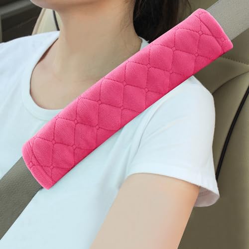 Amooca Soft Auto Seat Belt Cover Seatbelt Shoulder Pad Cushions 2 PCS for a More Comfortable Driving Universal Fit for All Cars and Backpack Watermelon Red - color: Watermelon Red