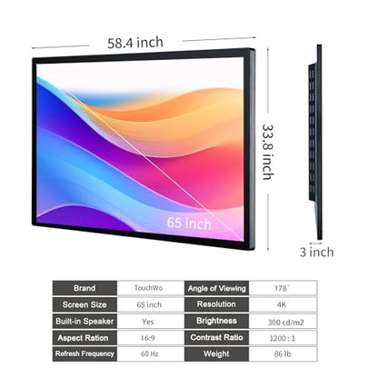 65-inch Interactive Touchscreen Monitor, Electronic Whiteboard Touch Screen with 1080P Display, Smart Board for Home Office and Classroom, Bundled Android 11, RAM 2G & ROM 32G - style: Android 11 2G+32G