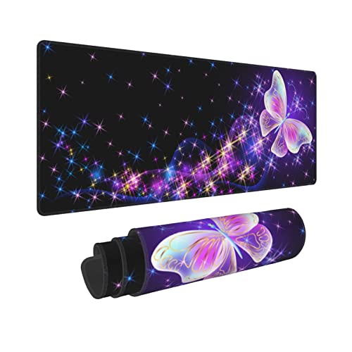 Butterfly Mouse Pad Extended Large Gaming Mouse Pad XL Oversized Desk Pad Stitched Edges 31.5 X 11.8 Inch - color: Black1