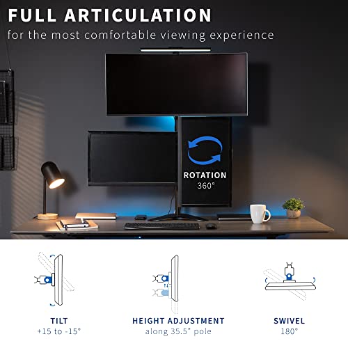 VIVO Triple LCD LED Computer Monitor Desk Stand, Free Standing Heavy Duty Fully Adjustable Mount for 3 Screens up to 30 inches STAND-V003E - size: 13" to 30" screens, style: Freestanding