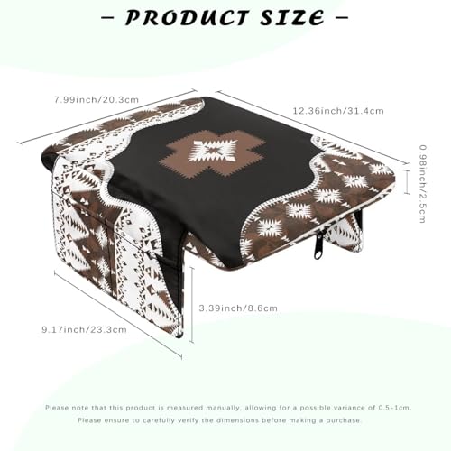 Wanyint Southwest Aztec Black Brown Car Center Console Cover Comfortable Armrest Storage Box Mat Anti-Scratch Middle Console Cover Protective Cover Universal Fit Most Vehicle, SUV, Truck - color: Southwest Aztec Black Brown