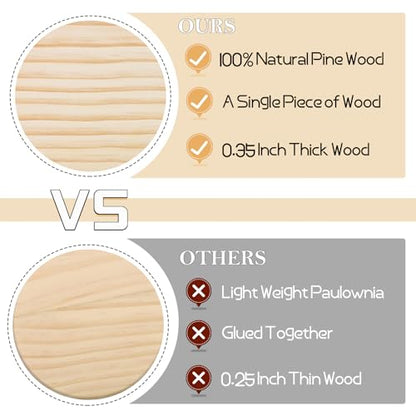 60 Pieces Unfinished Wood Coasters, GOH DODD 4 Inch Wooden Blanks with Non-Slip Pads for Laser Engraving Wood Burning Staining Painting Decoupage Housewarming Gifts Wedding Crafts Education, Round - color: Round-60pieces