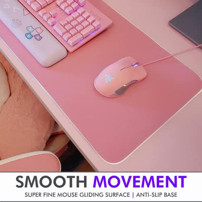 Tilted Nation Pink Mouse Pad | RGB Gaming Mouse Pad Pink (Create Your Dream Setup) Large LED Mousepad Mats for Desk with 8 Light Modes, Smooth Gliding, and Easy to Clean - Girl Gaming Accessories - color: Pink