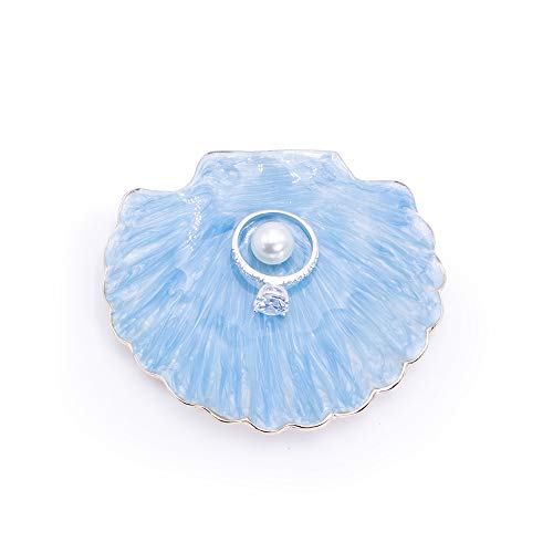 LARAINE Jewelry Tray Ring Display Holder Mermaid Trinket Dish Home Decorative Plate For Earrings Necklace Bracelet Organizer Display (Pearl Blue) - color: Pearl Blue