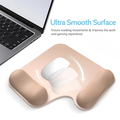 Ergonomic Mouse Pad with Gel Wrist Rest (1"& 1.2" Dual Height) - Mouse Pads Compact Mousepad Desk Mat Office, Gaming & Carpal Tunnel Relief | Non-Slip Rubber Base| Light Coffee Color - color: Light Coffee Color