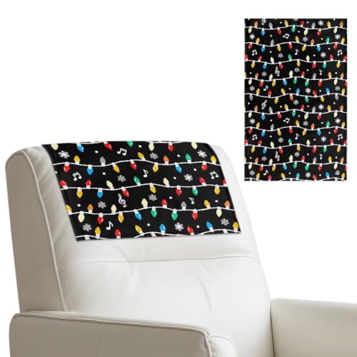Christmas Recliner Cover, Colorful Christmas String Light Non-Slip Leather Headrest Cover Stay in Place, Stain Resistant Couch Protector, Easy to Install Furniture Protector, 2 Pack - color: Colorful Christmas String Light