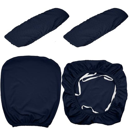 Tallew 4 Pcs Office Chair Covers Set Computer Universal Protective Stretchable Chair Seat Covers Desk Armrest Slipcovers Pads Office Cushion Backrest for Rotating(Navy Blue) - color: Navy Blue