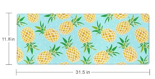 Pineapple Extended Big Mouse Pad Large,XL Gaming Mouse Pad Desk Pad,31.5x11.8inch Long Computer Keyboard Mouse Mat Mousepad with 3mm Non-Slip Base and Stitched Edge for Home Office Work - color: Pineapple