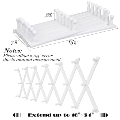 SCUNDA Wall Rack with 20 Hooks, Wooden Wall Expandable Coat Rack for Coat, Hats, Baseball Caps, Coffee Mug, Jewelry(White) - color: White, size: 20 Hooks