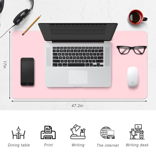Leather Desk Pad Protector,Non-Slip Desk Pad,on-Slip PU Leather Large Mouse Pad,Easy Clean Desk Protecor Mat,Writing Pad for Office Work/Home/Decor(Black, 47.2" x 17") - color: Black, size: 47.2" x 13.7"