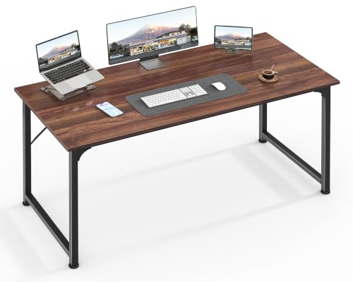 Huuger Computer Desk, 48 Inch Office Desk, Gaming Desk with Storage, Writing Desk Work Desk for Home Office, Study, Modern Simple Desk, Large Legroom, Metal Frame, Walnut - color: Walnut, size: 48inch