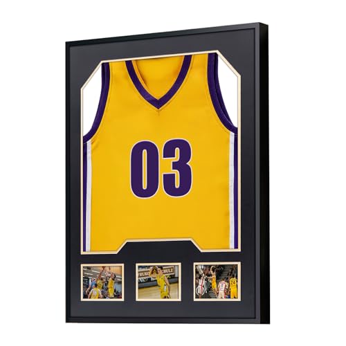 Aluminum Jersey Display Frame Case Large Shadow Box Jersey Frame with Photo Slots 98% UV Protection Clear Acrylic for Football, Hockey, Basketball, Baseball Shirt Ideal Gift for Sports Fans - color: Jersey Frame 9