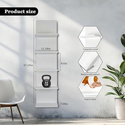 5 Tier Wall Shelf Unit, RGB Lack Shelf, Vanity Shelves with Light,White Shelves for Room,Office,Bathroom,Remote Control - color: 5 Tier Rgb White
