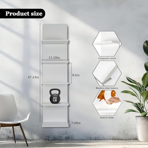 5 Tier Wall Shelf Unit, RGB Lack Shelf, Vanity Shelves with Light,White Shelves for Room,Office,Bathroom,Remote Control - color: 5 Tier Rgb White