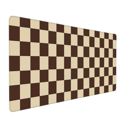 Brown Checkered Mouse Pad Large Desk Mat for Keyboard and Mouse Non-Slip Gaming Mousepad Office Desk Accessories for Computer 35.4x15.7Inch - color: Brown Checkered