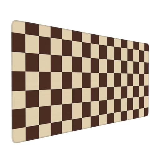 Brown Checkered Mouse Pad Large Desk Mat for Keyboard and Mouse Non-Slip Gaming Mousepad Office Desk Accessories for Computer 35.4x15.7Inch - color: Brown Checkered