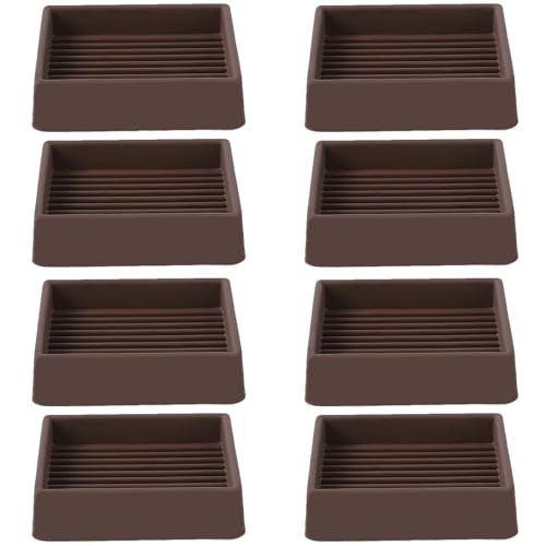 2x2 Non Slip Rubber Furniture Caster Cups for Hardwood Floors, Anti-Slip Square Furniture Coasters Pads Stopper Gripper Floor Protectors for Bed Couch Table - size: 8 Pcs Brown