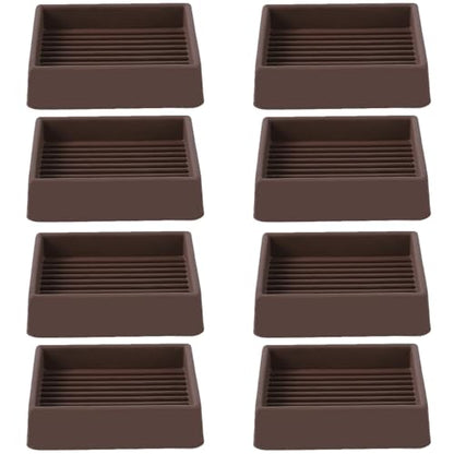2x2 Non Slip Rubber Furniture Caster Cups for Hardwood Floors, Anti-Slip Square Furniture Coasters Pads Stopper Gripper Floor Protectors for Bed Couch Table - size: 8 Pcs Brown